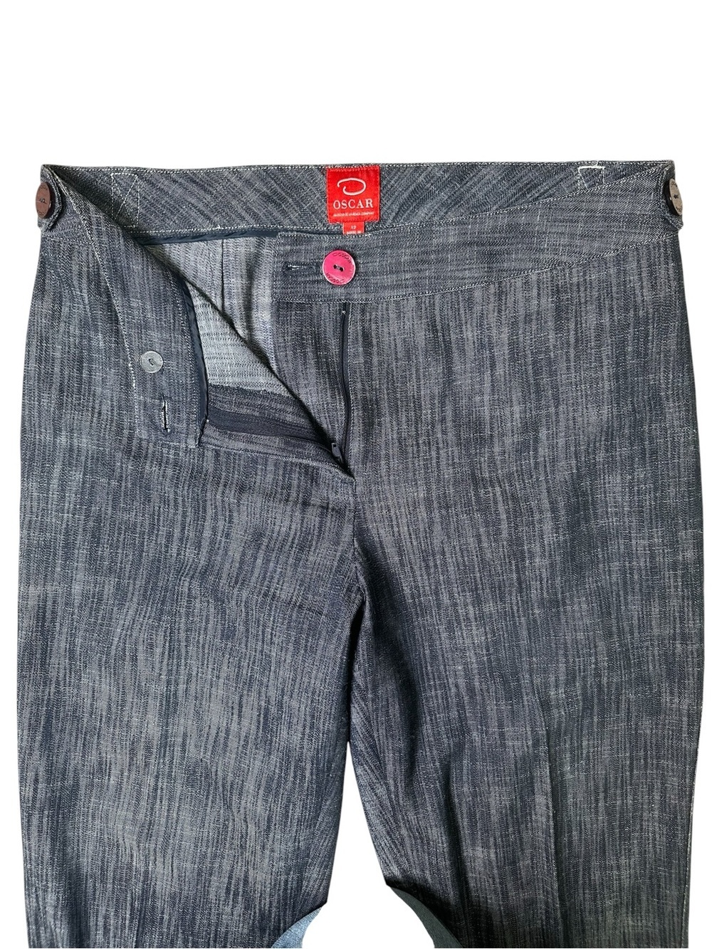 Vintage Oscar by Oscar De La Renta Women’s 12 Dark Chambray Denim Trouser Pant - Picture 7 of 14